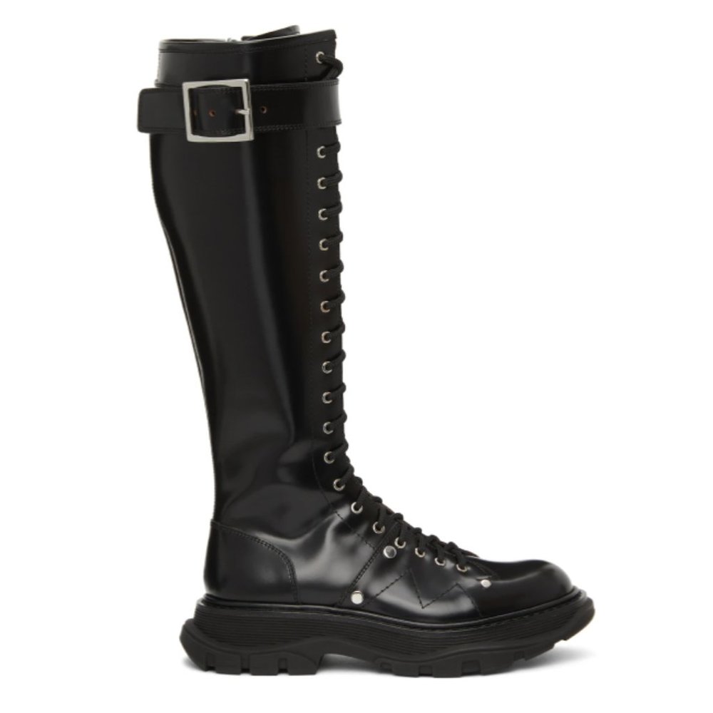 New Authentic ALEXANDER MCQUEEN Tread Slick Lace-Up Tall Boots - Picture 4 of 16